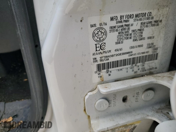 2016 Ford F-350 Platinum with VIN 1FT8W3BT2GEB89869, listed as a Copart auction lot 61044644 with 212,620 mi miles and Salvage Title. Bid and sale history available at DreamBid. Image 13.