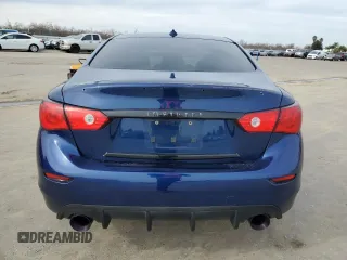2016 Infiniti Q50 Red Sport 400 with VIN JN1FV7APXGM420158, listed as a Copart auction lot 43395405 with 114,943 mi miles and Salvage title. Bid and sale history available at DreamBid. Image 6.