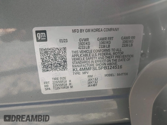 2023 Buick Encore GX Essence z VIN KL4MMFSL5PB124516, wystawiony jako IAAI lot #41293629 z przebiegiem 7 412 mil mil oraz . Historia ofert i sprzedaży dostępna na DreamBid. Obrazek 9.