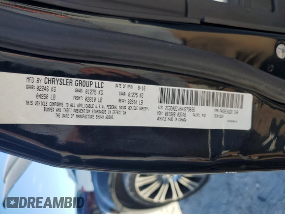 2010 Chrysler 300 with VIN 2C3CA2CV0AH279836, listed as a Copart auction lot 81843694 with 128,515 mi miles and Salvage Title. Bid and sale history available at carsss.com. Image 12.