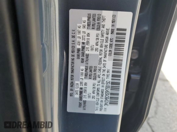 2025 Mazda CX-30 S Carbon Edition z VIN 3MVDMBCM2SM799150, wystawiony jako Copart lot #50815975 z przebiegiem 223 mil mil oraz Szkoda całkowita • Salvage title. Historia ofert i sprzedaży dostępna na DreamBid. Obrazek 13.