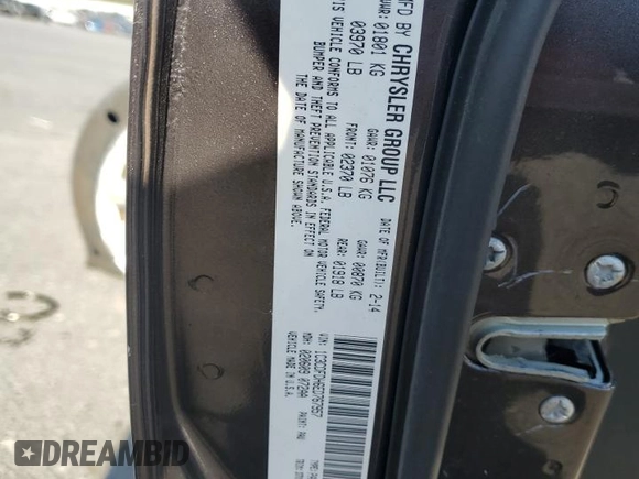 2014 Dodge Dart Aero with VIN 1C3CDFDH6ED767957, listed as a Copart auction lot 54176305 with 125,247 mi miles and Salvage Title. Bid and sale history available at carsss.com. Image 12.