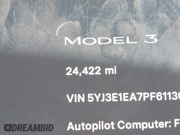 2023 Tesla Model 3 z VIN 5YJ3E1EA7PF611306, wystawiony jako IAAI lot #42826820 z przebiegiem 24 422 mil mil oraz . Historia ofert i sprzedaży dostępna na DreamBid. Obrazek 16.