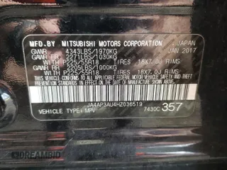 2017 Mitsubishi Outlander ES with VIN JA4AP3AU4HZ036519, listed as a Copart auction lot 56506095 with 100,275 mi miles and Clean title. Bid and sale history available at DreamBid. Image 13.