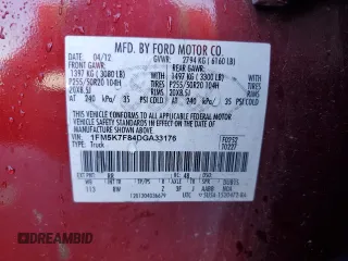 2013 Ford Explorer Limited z VIN 1FM5K7F84DGA33176, wystawiony jako Copart lot #55564475 z przebiegiem 201 045 mil mil oraz Szkoda całkowita • Salvage title. Historia ofert i sprzedaży dostępna na DreamBid. Obrazek 14.