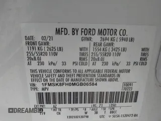 2021 Ford Explorer Limited с VIN 1FMSK8FH0MGB06584, выставлен на аукционе IAAI как лот 40462743 с пробегом 82 089 миль миль и . История ставок и продаж доступна на DreamBid. Изображение 9.