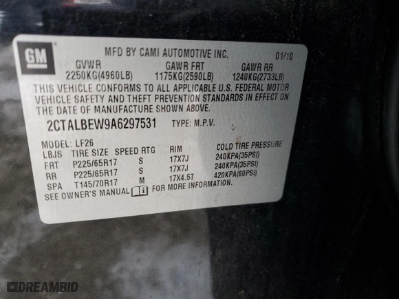 2010 GMC Terrain SLE-1 with VIN 2CTALBEW9A6297531, listed as a Copart auction lot 46049185 with 175,129 mi miles and Salvage Title. Bid and sale history available at carsss.com. Image 13.