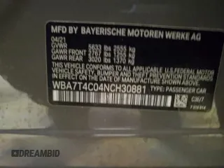 2022 BMW 7 Series 740i xDrive с VIN WBA7T4C04NCH30881, выставлен на аукционе Copart как лот 41772165 с пробегом 23 874 миль миль и Списание • Salvage title. История ставок и продаж доступна на DreamBid. Изображение 12.