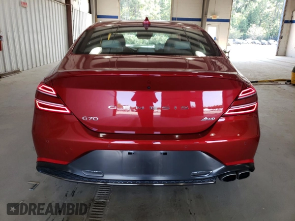 2023 Genesis G70 2.0T with VIN KMTG34TA8PU122367, listed as a Copart auction lot 70726154 with 15,475 mi miles and Salvage Title. Bid and sale history available at carsss.com. Image 6.