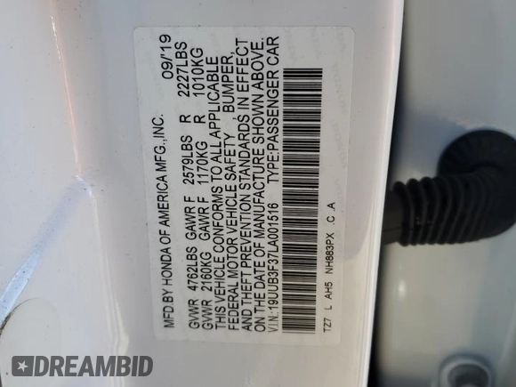 2020 Acura TLX z VIN 19UUB3F37LA001516, wystawiony jako Copart lot #80085224 z przebiegiem 45 530 mil mil oraz Szkoda całkowita • Salvage title. Historia ofert i sprzedaży dostępna na DreamBid. Obrazek 13.