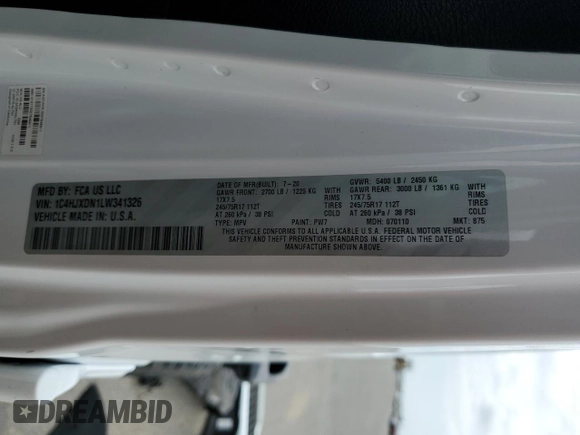 2020 Jeep Wrangler Unlimited Sport S с VIN 1C4HJXDN1LW341326, выставлен на аукционе Copart как лот 54741625 с пробегом 97 100 миль миль и Списание • Salvage title. История ставок и продаж доступна на DreamBid. Изображение 14.