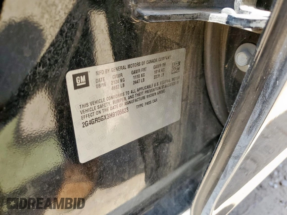 2017 Buick Regal Premium II with VIN 2G4GR5GX3H9106623, listed as a Copart auction lot 65352405 with 124,231 mi miles and Clean title. Bid and sale history available at DreamBid. Image 12.