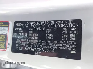 2017 Kia Soul with VIN KNDJN2A23H7425006, listed as a IAAI auction lot 41936562 with 91,506 mi miles. Bid and sale history available at carsss.com. Image 9.