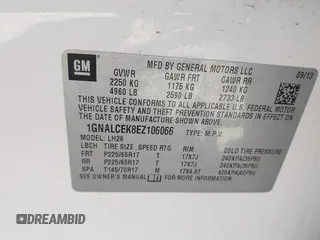 2014 Chevrolet Equinox LT with VIN 1GNALCEK8EZ106066, listed as a IAAI auction lot 41771861 with 149,572 mi miles. Bid and sale history available at carsss.com. Image 9.