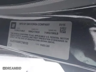 2015 Chevrolet Spark LT with VIN KL8CF6S99FC746103, listed as a IAAI auction lot 41310609 with 160,283 mi miles. Bid and sale history available at carsss.com. Image 9.