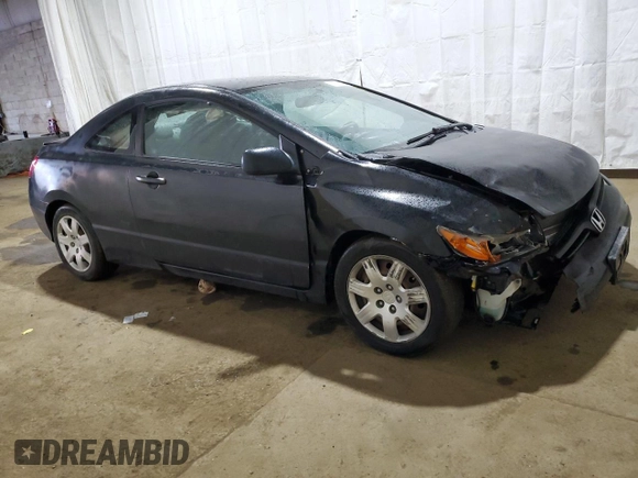 2007 Honda Civic Cpe LX with VIN 2HGFG12627H569646, listed as a Copart auction lot 52175205 with 167,842 mi miles and Salvage Title. Bid and sale history available at carsss.com. Image 4.