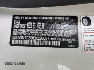2014 BMW 4 Series 428i with VIN WBA3N7C58EK220087, listed as a Copart auction lot 45094625 with Not Provided miles and Salvage Title. Bid and sale history available at DreamBid. Image 14.
