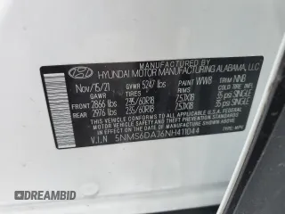 2022 Hyundai Santa Fe SEL with VIN 5NMS6DAJ6NH411044, listed as a Copart auction lot 52317385 with 44,482 mi miles and Salvage Title. Bid and sale history available at carsss.com. Image 15.