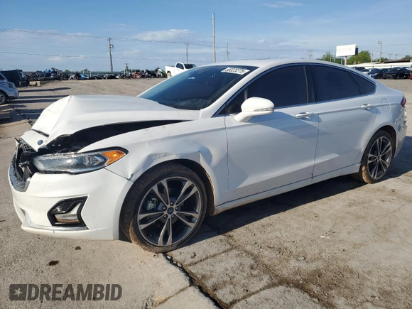 2020 Ford Fusion Titanium with VIN 3FA6P0D98LR176335, listed as a Copart auction lot 55323275 with 76,572 mi miles and Salvage title. Bid and sale history available at DreamBid. Image 1.