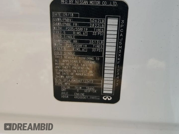 2019 Infiniti QX50 Luxe с VIN 3PCAJ5M3XKF123473, выставлен на аукционе Copart как лот 50099005 с пробегом 57 211 миль миль и Чистый • Clean title. История ставок и продаж доступна на DreamBid. Изображение 12.