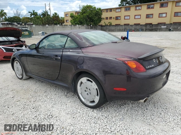 2002 Lexus SC 430 with VIN JTHFN48Y720002987, listed as a Copart auction lot 55450785 with 91,164 mi miles and Salvage title. Bid and sale history available at DreamBid. Image 2.
