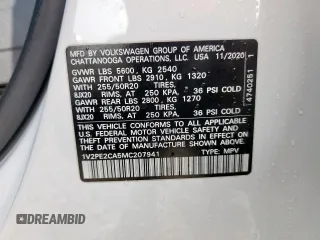 2021 Volkswagen Atlas SE z VIN 1V2PE2CA5MC207941, wystawiony jako Copart lot #62514845 z przebiegiem 98 446 mil mil oraz Czysty tytuł • Clean title. Historia ofert i sprzedaży dostępna na DreamBid. Obrazek 14.