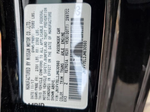 2018 Infiniti Q60 Red Sport 400 with VIN JN1FV7EL2JM630560, listed as a Copart auction lot 45980175 with 48,943 mi miles and Salvage title. Bid and sale history available at DreamBid. Image 12.