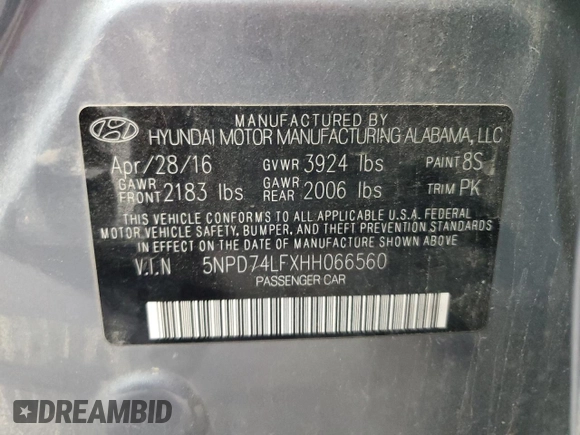 2017 Hyundai Elantra SE z VIN 5NPD74LFXHH066560, wystawiony jako Copart lot #59806875 z przebiegiem 190 582 mil mil oraz Czysty tytuł • Clean title. Historia ofert i sprzedaży dostępna na DreamBid. Obrazek 12.