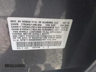 2014 Honda Pilot EX-L with VIN 5FNYF4H50EB050091, listed as a IAAI auction lot 41821874 with 133,407 mi miles. Bid and sale history available at carsss.com. Image 9.