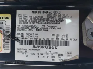 2014 Ford Fusion SE with VIN 3FA6P0H73ER260767, listed as a IAAI auction lot 41635710 with 134,445 mi miles. Bid and sale history available at carsss.com. Image 9.