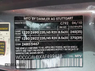2010 Mercedes-Benz GLK 350 with VIN WDCGG8HBXAF499428, listed as a Copart auction lot 86188664 with 177,808 mi miles and Salvage Title. Bid and sale history available at DreamBid. Image 12.