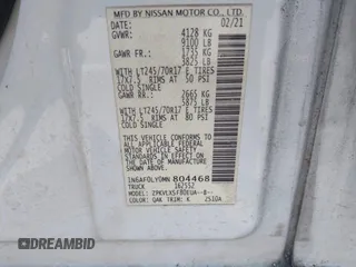 2021 Nissan NV SV with VIN 1N6AF0LY0MN804468, listed as a IAAI auction lot 40677677 with 138,962 mi miles. Bid and sale history available at carsss.com. Image 9.