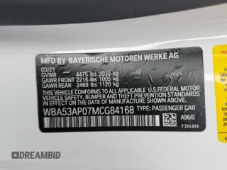 2021 BMW 4 Series 430i with VIN WBA53AP07MCG84168, listed as a Copart auction lot 86926464 with 17,145 mi miles and Salvage Title. Bid and sale history available at DreamBid. Image 12.