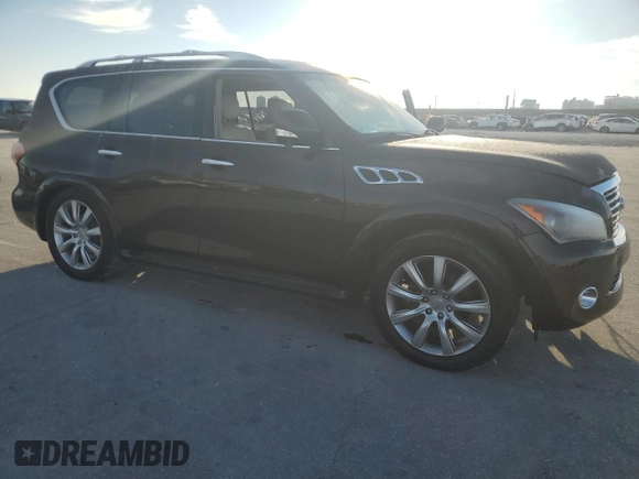 2011 Infiniti QX56 7-passenger with VIN JN8AZ2NE8B9001099, listed as a Copart auction lot 76417474 with 0 mi miles and Clean Title. Bid and sale history available at carsss.com. Image 4.