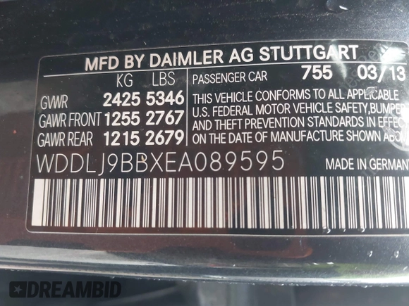 2014 Mercedes-Benz CLS 550 with VIN WDDLJ9BBXEA089595, listed as a IAAI auction lot 41892913 with 136,740 mi miles and . Bid and sale history available at DreamBid. Image 9.