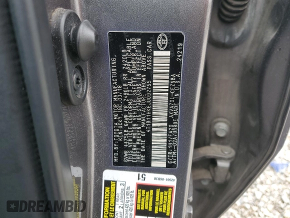 2018 Toyota Camry LE z VIN 4T1B11HK6JU092755, wystawiony jako Copart lot #59233625 z przebiegiem 110 467 mil mil oraz Szkoda całkowita • Salvage title. Historia ofert i sprzedaży dostępna na DreamBid. Obrazek 12.