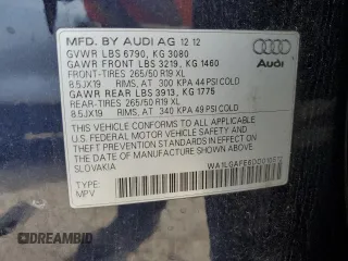 2013 Audi Q7 Premium Plus with VIN WA1LGAFE6DD010512, listed as a Copart auction lot 65572335 with 195,066 mi miles and Clean title. Bid and sale history available at DreamBid. Image 13.