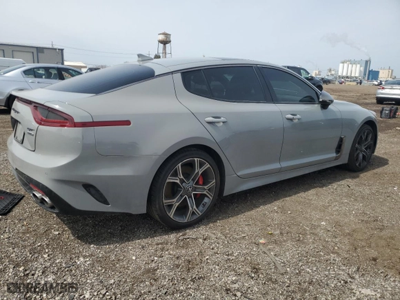 2020 Kia Stinger GT2 with VIN KNAE55LC4L6072117, listed as a Copart auction lot 49027215 with 64,397 mi miles and Salvage Title. Bid and sale history available at carsss.com. Image 3.