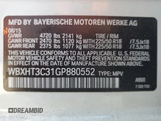 2016 BMW X1 xDrive28i z VIN WBXHT3C31GP880552, wystawiony jako Copart lot #52931305 z przebiegiem 127 225 mil mil oraz Szkoda całkowita • Salvage title. Historia ofert i sprzedaży dostępna na DreamBid. Obrazek 13.