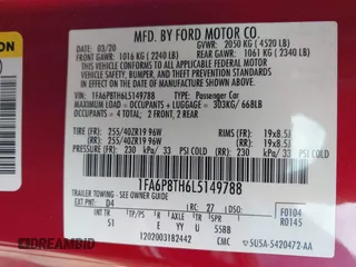 2020 Ford Mustang EcoBoost z VIN 1FA6P8TH6L5149788, wystawiony jako IAAI lot #42179624 z przebiegiem 107 520 mil mil oraz . Historia ofert i sprzedaży dostępna na DreamBid. Obrazek 9.