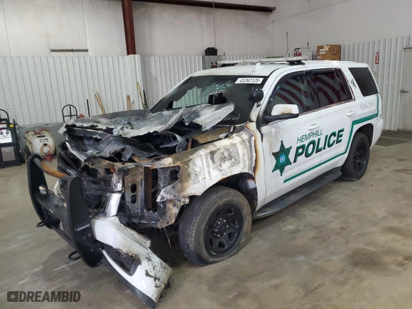 2017 Chevrolet Tahoe Commercial with VIN 1GNLCDECXHR150484, listed as a Copart auction lot 43262125 with 0 mi miles and Salvage Title. Bid and sale history available at carsss.com. Image 1.