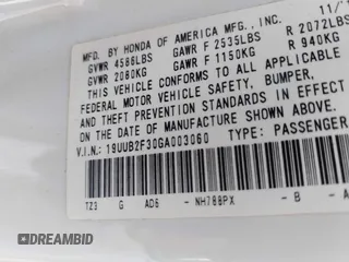 2016 Acura TLX V6 with VIN 19UUB2F30GA003060, listed as a IAAI auction lot 41901259 with 107,547 mi miles. Bid and sale history available at carsss.com. Image 9.
