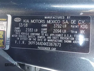 2019 Kia Forte S with VIN 3KPF34AD4KE067673, listed as a IAAI auction lot 41347123 with 161,405 mi miles. Bid and sale history available at carsss.com. Image 9.