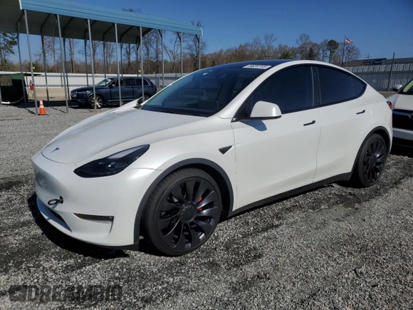 2023 Tesla Model Y Performance with VIN 7SAYGDEF4PF665873, listed as a Copart auction lot 49620705 with 39,239 mi miles and Salvage Title. Bid and sale history available at DreamBid. Image 1.