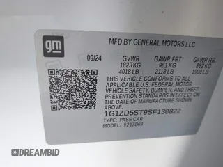 2025 Chevrolet Malibu LT with VIN 1G1ZD5ST9SF130822, listed as a IAAI auction lot 42180102 with 21,047 mi miles and . Bid and sale history available at DreamBid. Image 9.