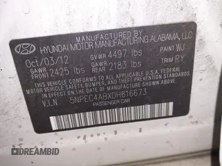 2013 Hyundai Sonata Limited with VIN 5NPEC4ABXDH616673, listed as a IAAI auction lot 41132659 with 170,958 mi miles and . Bid and sale history available at carsss.com. Image 9.