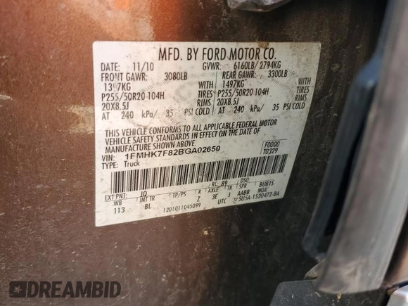 2011 Ford Explorer Limited with VIN 1FMHK7F82BGA02650, listed as a Copart auction lot 50387845 with 311,549 mi miles and Salvage title. Bid and sale history available at DreamBid. Image 15.