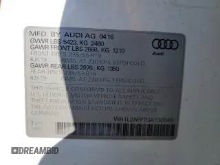 2016 Audi Q5 Premium Plus with VIN WA1L2AFP7GA130566, listed as a Copart auction lot 50396155 with 54,407 mi miles and Salvage Title. Bid and sale history available at carsss.com. Image 13.