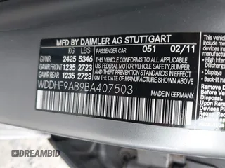 2011 Mercedes-Benz E 550 Luxury with VIN WDDHF9AB9BA407503, listed as a IAAI auction lot 42515013 with 216,419 mi miles and . Bid and sale history available at DreamBid. Image 9.