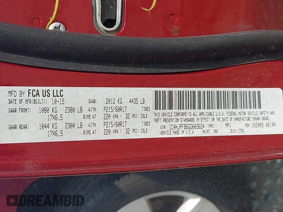 2016 Jeep Patriot Latitude with VIN 1C4NJPFB6GD603624, listed as a IAAI auction lot 42411731 with 187,485 mi miles and . Bid and sale history available at DreamBid. Image 9.